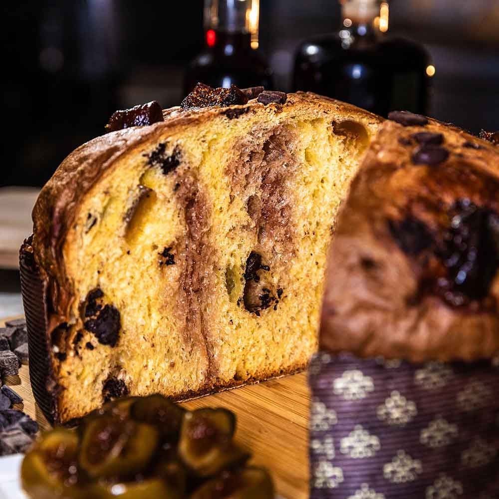 Lino Ramunno - Artisanal Panettone with figs red wine and dark chocolate 1Kg 