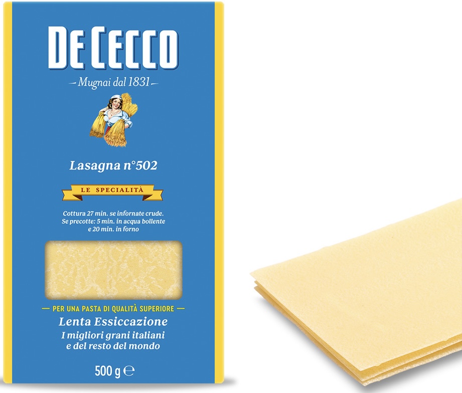 De Cecco - Semolina Lasagna Sheets N°502 意大利杜蘭麥粉千層麵皮 500g