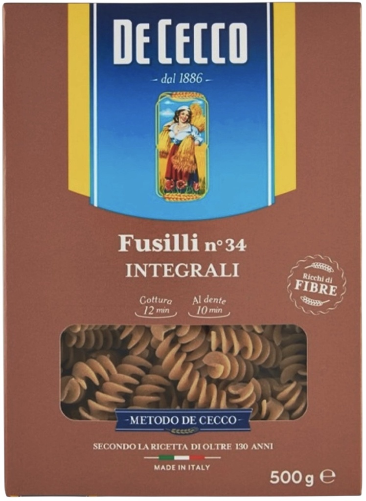De Cecco - Whole Grain Fusilli N°34 意大利全麥螺絲粉 500g