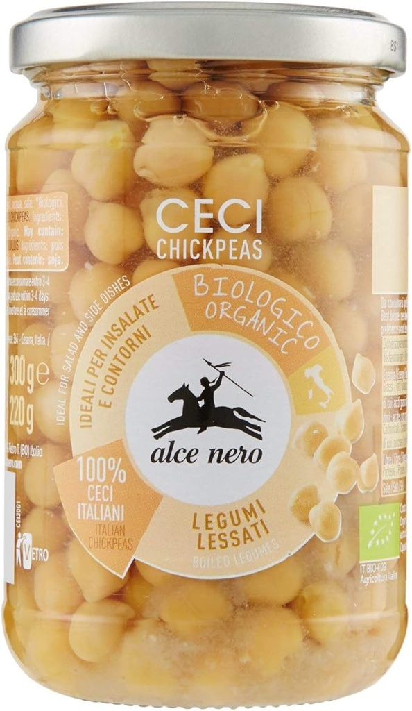 Alce Nero - 100% Organic Chickpeas Boiled 有機鷹嘴豆 300g (玻璃裝)