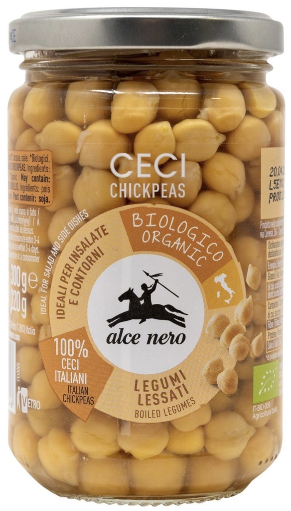 Alce Nero - 100% Organic Chickpeas Boiled Glass blt 300g