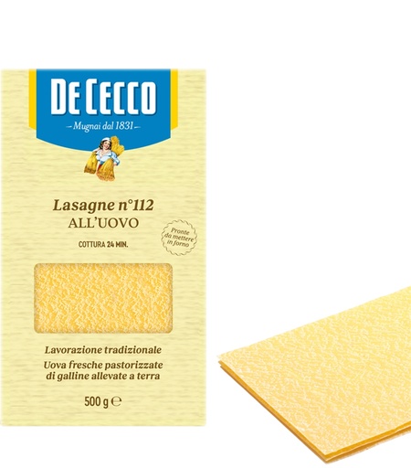 [437996] De Cecco - Sfoglia di Lasagna all'uovo N°112 500g