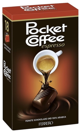 [G8554439] Ferrero - Pocket Coffee (1 Box of 18 Tablets) 特濃流心咖啡朱古力 225g