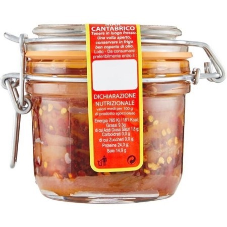 [883972] Balistreri - Marca Vaticano Cantabrico anchovy fillets in olive oil with chilli 250g 