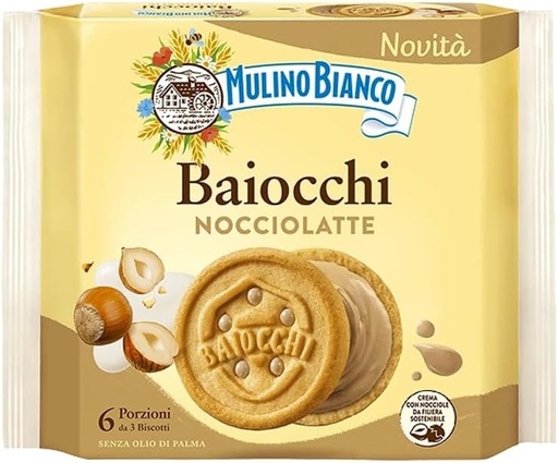 [36401] Mulino Bianco - Baiocchi Nocciolatte / Hazelnut Cookies 168g