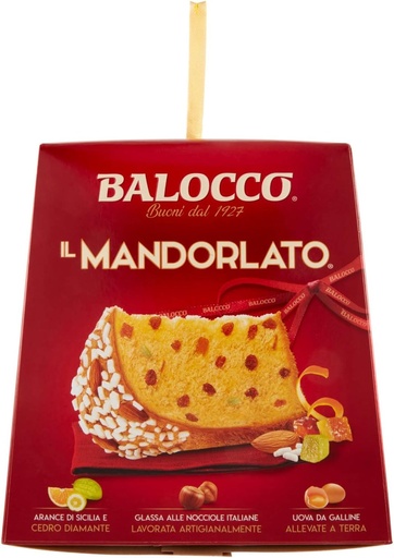 [75501] Balocco - "Il Mandorlato"Panettone with Almond Glaze, Whole Almonds and Icing Sugar 1Kg