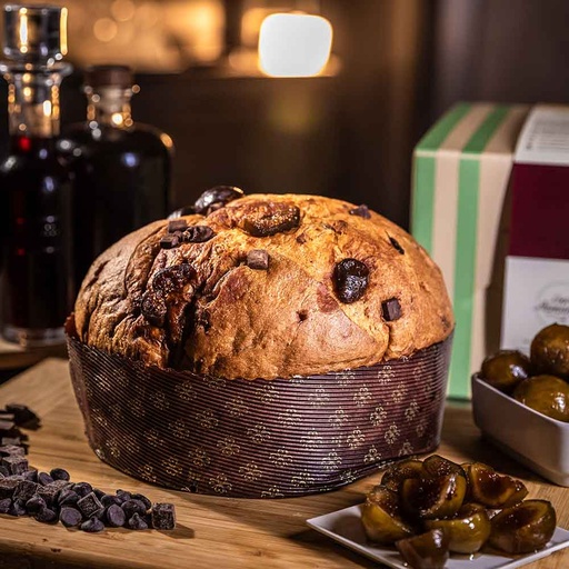 [LR-100003] Lino Ramunno - Panettone Artigianale ai Fichi Vino Rosso e Cioccolato Fondente 1Kg 